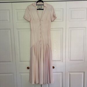 Alexis Pink and White Button-Down Midi Dress